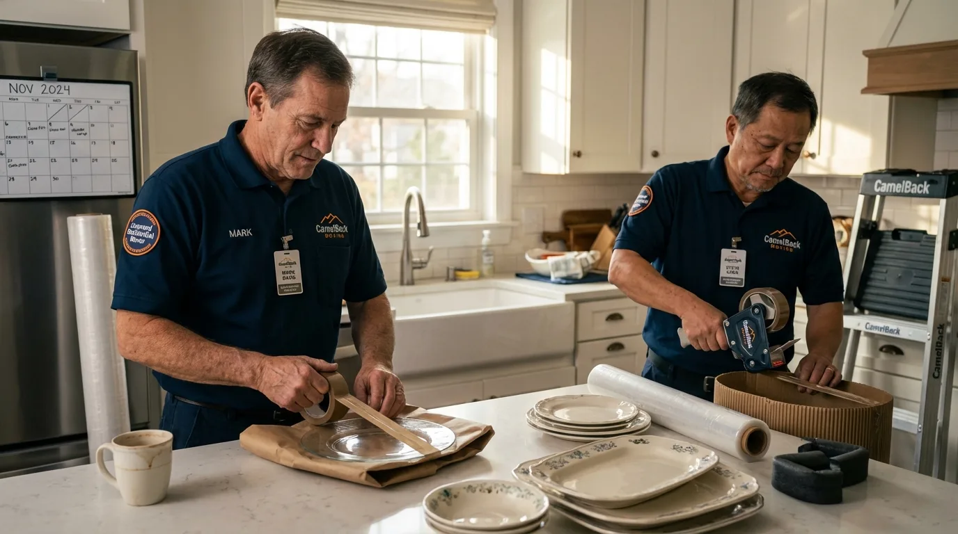 Professional crew packing kitchen dishware in Beatty, NV